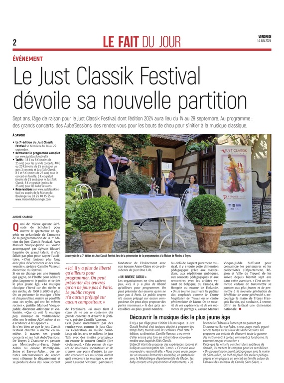 Le Just Classik Festival dévoile sa nouvelle partition