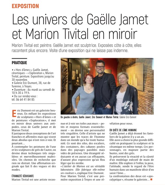 Les univers de Gaëlle Jamet et Marion Tivital en miroir