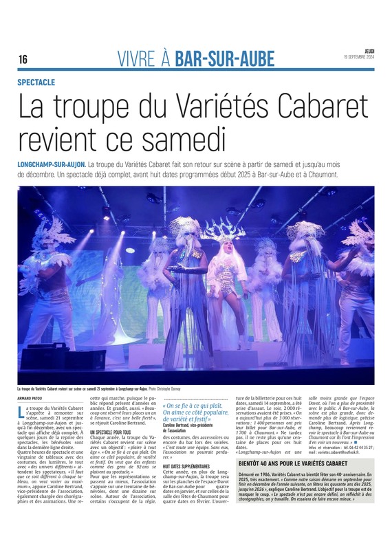 La troupe du Variétés Cabaret, Pépite Aubassadeurs, revient le 21 septembre