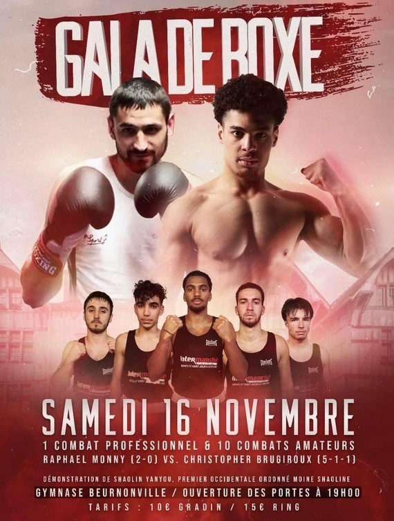 Gala de boxe avec Raphaël Monny le 16 novembre à Troyes