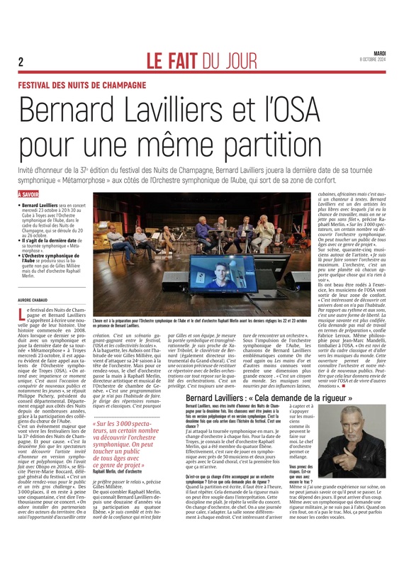 L’Orchestre symphonique de l’Aube joue sa partition avec Bernard Lavilliers