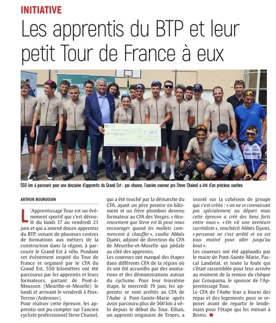 Les apprentis du BTP et leur petit Tour de France à eux