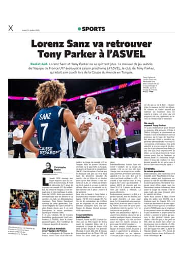 Lorenz Sanz va retrouver Tony Parker à l'ASVEL.
