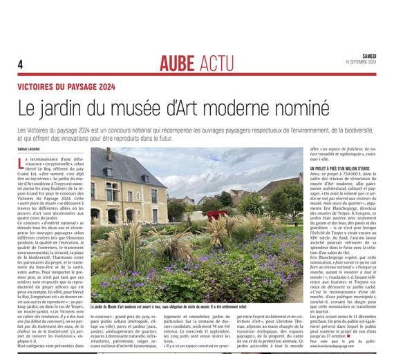 Le jardin du musée d’Art moderne à Troyes nominé