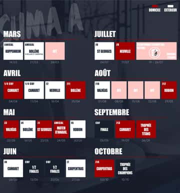 Calendrier du SUMA pour la saison 2026