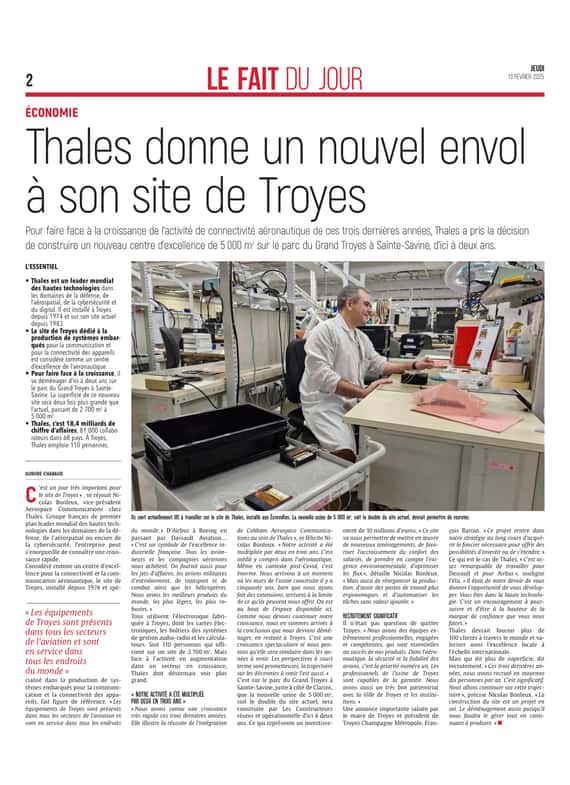 Thales donne un nouvel envol à son site de Troyes