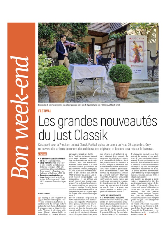 Les grandes nouveautés du Just Classik Festival