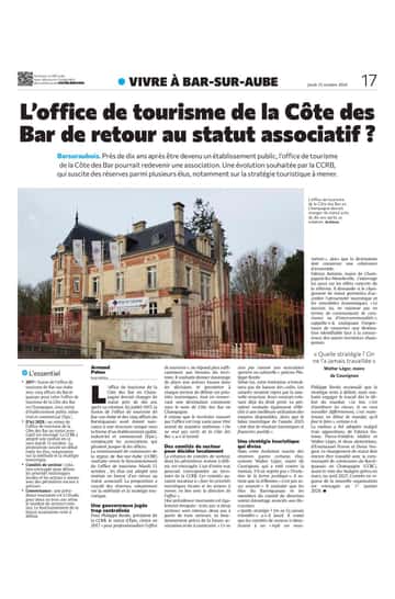 L'office de tourisme de la Côte des Bar de retour au statut associatif ?