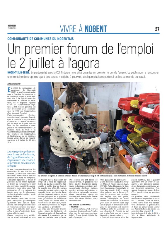 Un premier forum de l’emploi le 2 juillet à l’agora de Nogent-sur-Seine