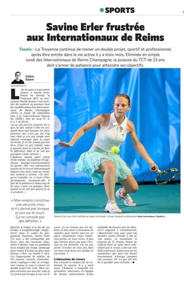 Savine Erler frustrée aux Internationaux de Reims