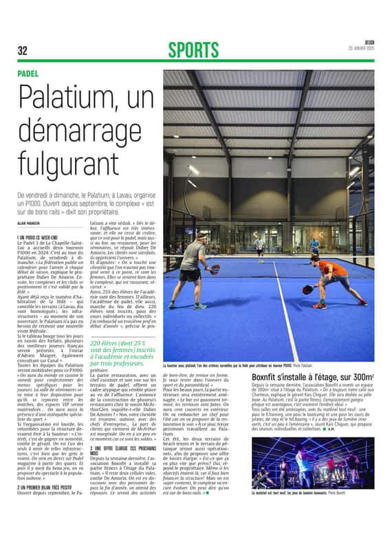 Les meilleurs joueurs français de padel ont rendez-vous ce week-end au Palatium