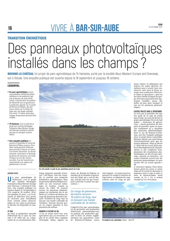 Bientôt des panneaux photovoltaïques dans les champs de Brienne-le-Château ?