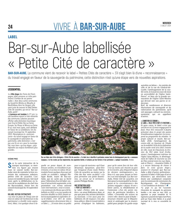 Bar-sur-Aube labellisée Petite Cité de Caractère