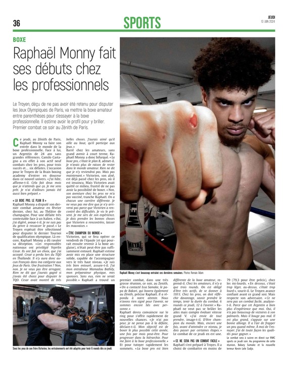 Raphaël Monny fait ses débuts chez les professionnels