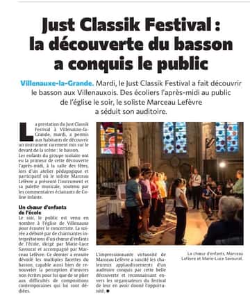 Just Classik Festival : la découverte du basson a conquis le public