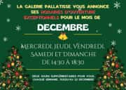 Découvre les horaires de Noël de la galerie Palatisse.