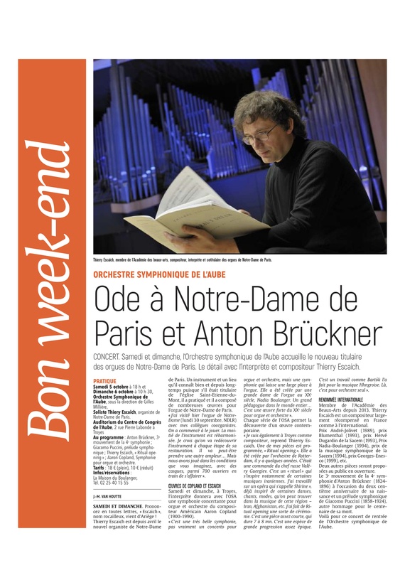 Ode à Notre-Dame de Paris et Anton Brückner avec Thierry Escaich