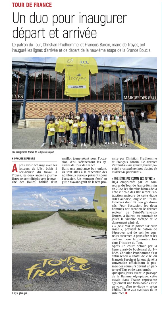 Tour de France : un duo pour inaugurer départ et arrivée à Troyes