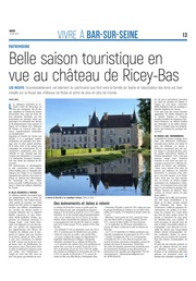 Découvrez le programme de la saison touristique au château de Ricey-Bas