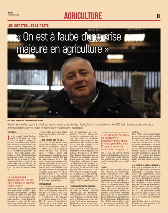 « On est à l’aube d’une crise majeure en agriculture »