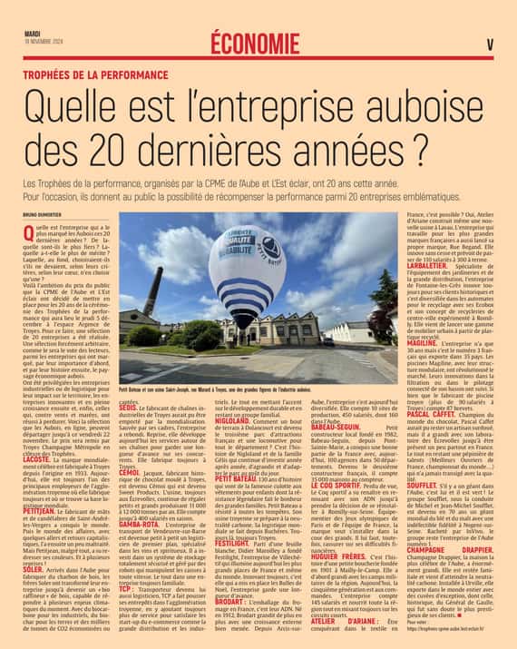 Quelle est l’entreprise de l’Aube des 20 dernières années ?