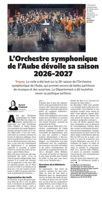 L’Orchestre symphonique de l’Aube dévoile ce mardi sa saison 2023-2024