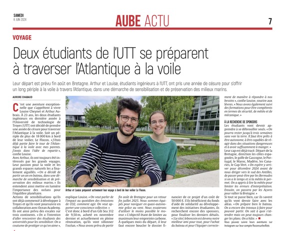 Deux étudiants de l’UTT se préparent à traverser l’Atlantique à la voi