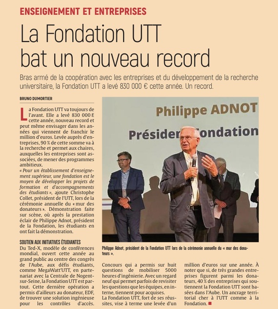 La Fondation UTT bat un nouveau record