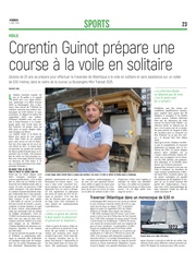 Corentin Guinot prépare une course à la voile en solitaire