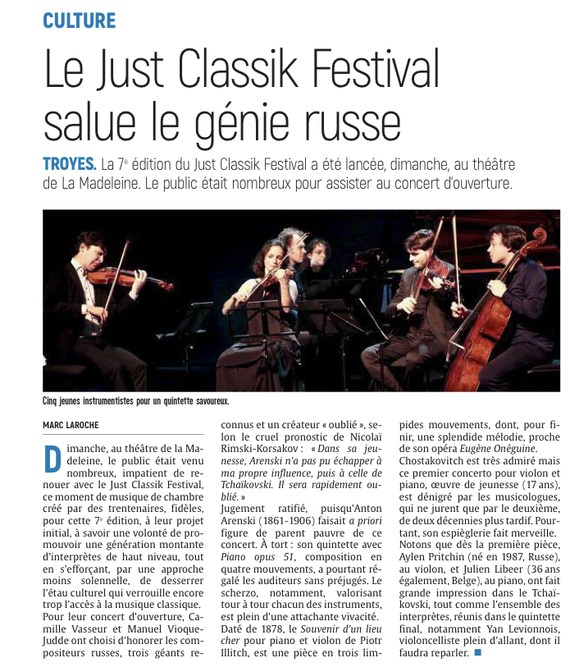 Le Just Classik Festival salue le génie russe