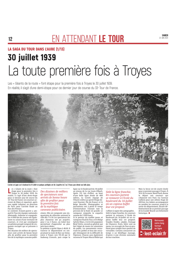 Tour de France 1939 : la toute première fois à Troyes