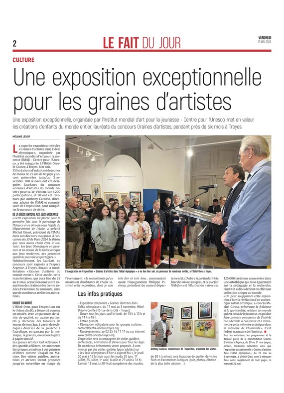 IMAJ : Une exposition exceptionnelle pour les graines d’artistes