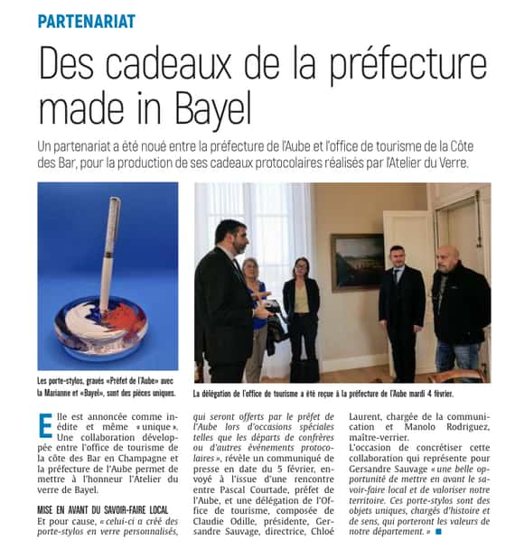 Des cadeaux protocolaires de la préfecture made in Bayel