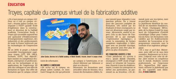 Troyes, capitale du campus virtuel de la fabrication additive