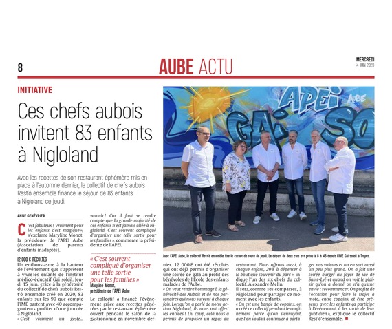 Ces chefs aubois invitent 83 enfants à Nigloland.