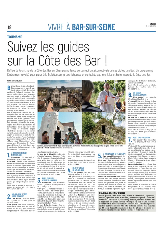 Suivez les guides de la Côte des Bar !