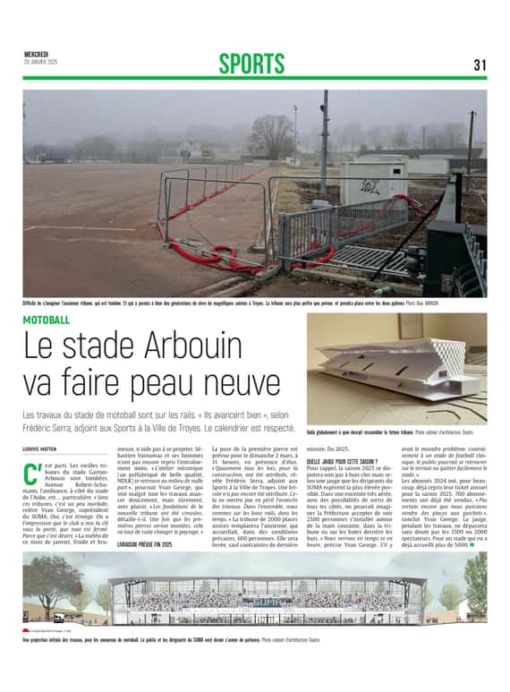 Le stade Gaston-Arbouin, va faire peau neuve