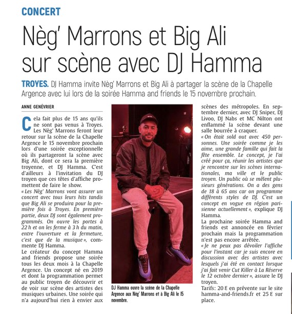 Nèg’ Marrons et Big Ali débarquent à Troyes avec DJ Hamma