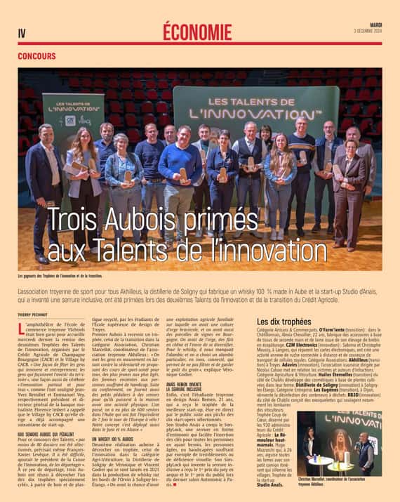 Trois Aubois primés aux Talents de l'innovation