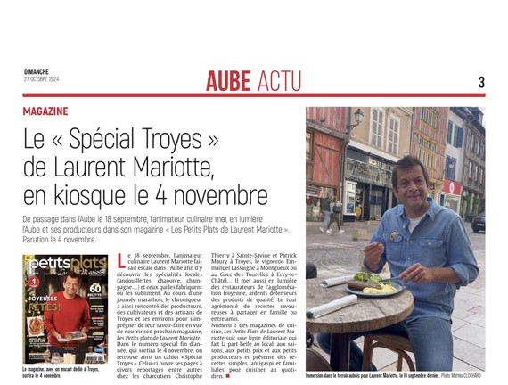 le « Spécial Troyes » de Laurent Mariotte en kiosque le 4 novembre