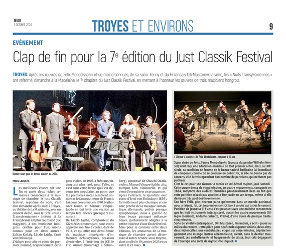 Clap de fin pour la 7e édition du Just Classik Festival