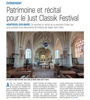 Patrimoine et récital pour le Just Classik Festival