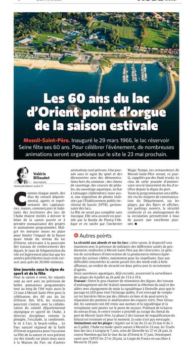 Le lac d’Orient fête ses 60 ans cette année : liste des animations