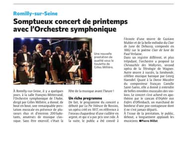 Somptueux concert de printemps avec l’Orchestre symphonique à Romilly-sur-Seine