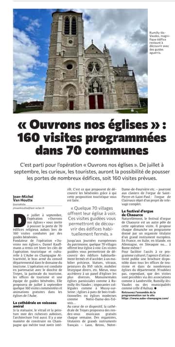 « Ouvrons nos églises » dévoile son programme estival : une centaine de visites