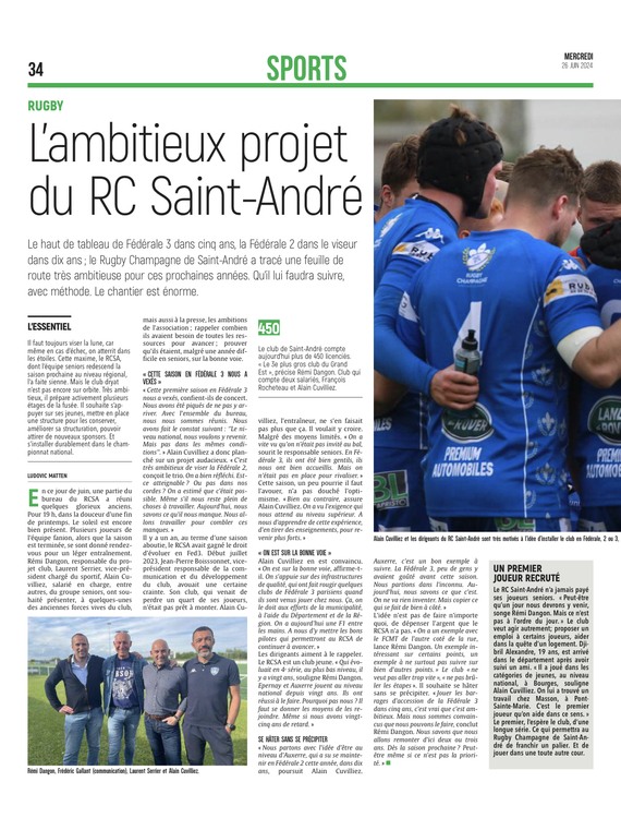 L’ambitieux projet du Rugby Champagne de Saint-André