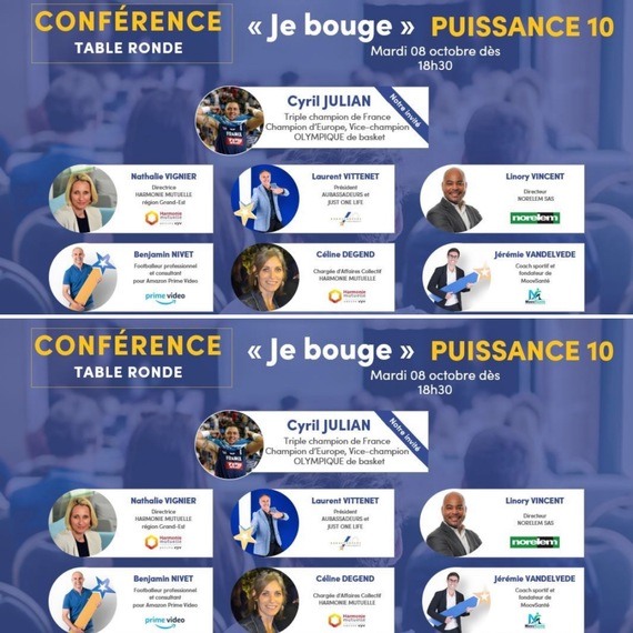 Conférence Je Bouge PUISSANCE 10 ce mardi 8 octobre