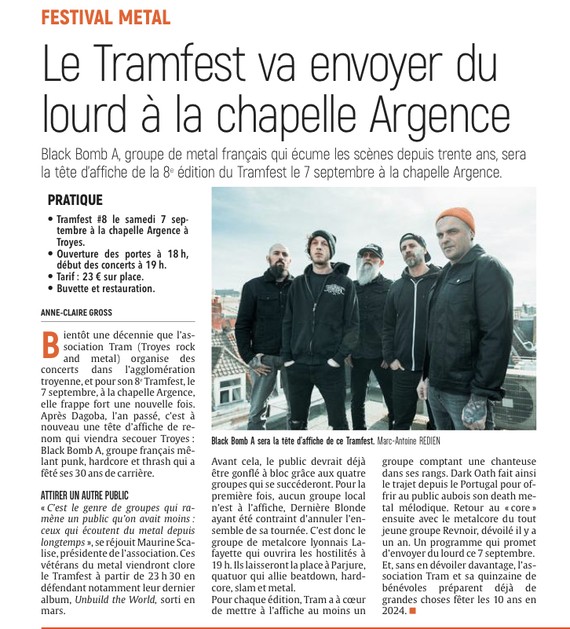 Le Tramfest va envoyer du lourd à la chapelle Argence