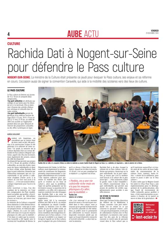 Rachida Dati, à Nogent-sur-Seine pour défendre le Pass culture