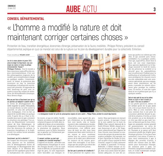 «L’homme a modifié la nature et doit maintenant corriger certaines choses»